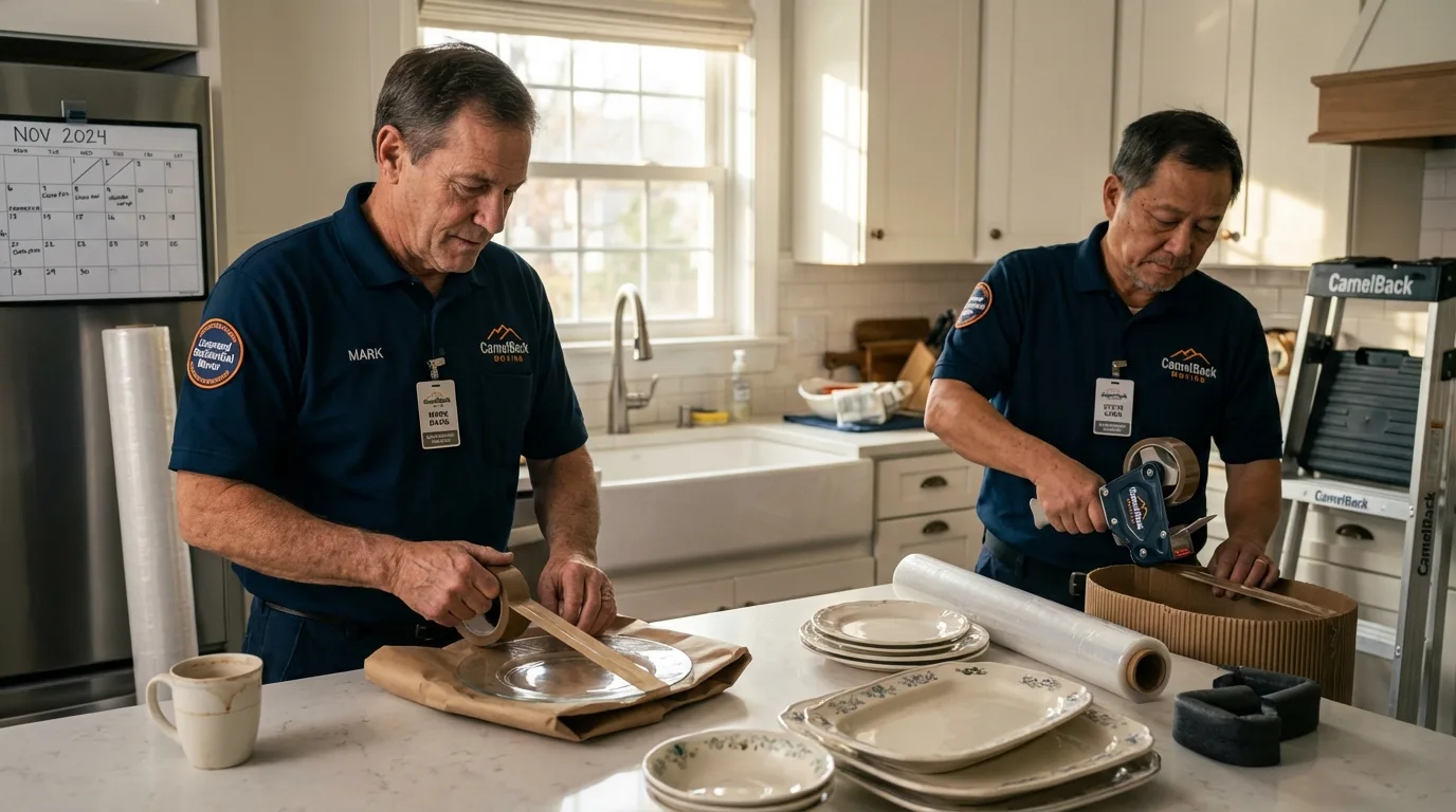 Professional crew packing kitchen dishware in Irmo, SC